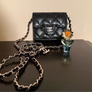 NEW Small Black Card Wallet with chain